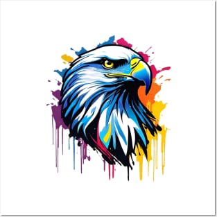 Eagle Head Dripping Rainbow Graffiti Posters and Art